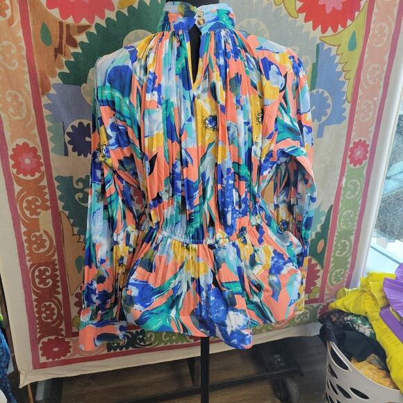 Beulah Blouse Small Colorful Designer Reg 295 - Picture 6 of 7